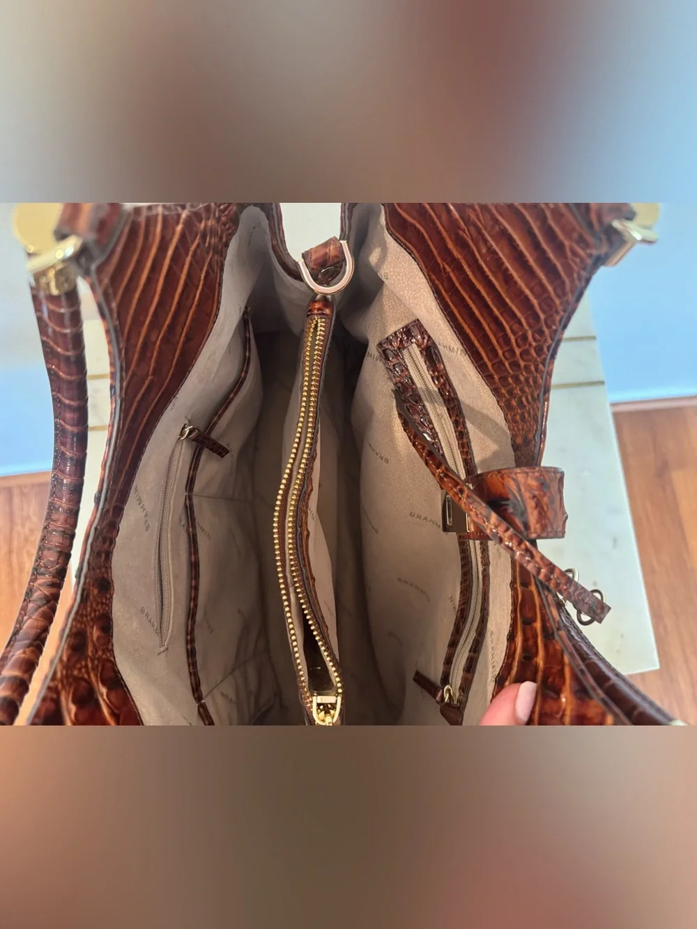 Brahmin Celia Pecan Melbourne Croc Embossed Satchel